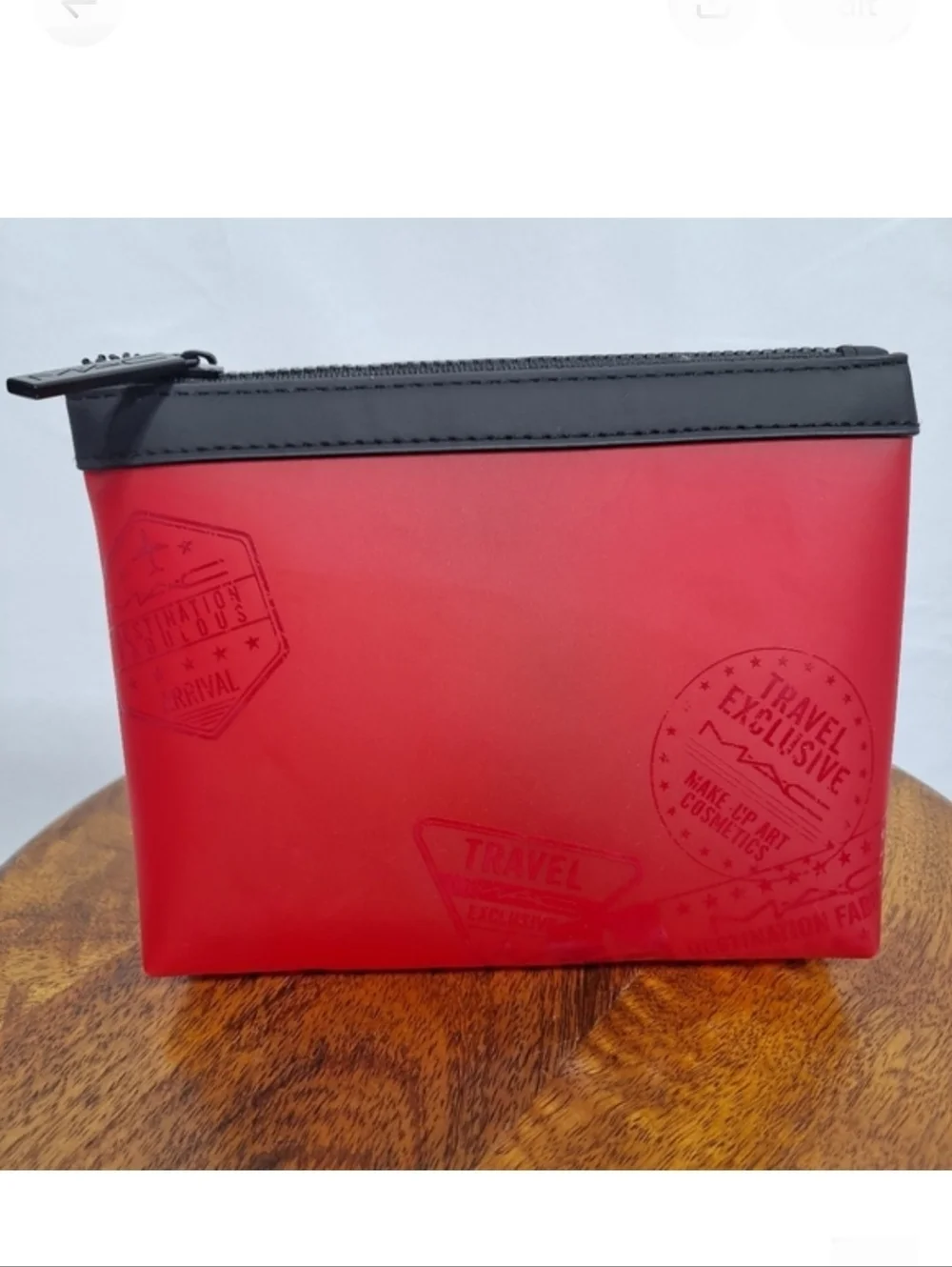 MAC Cosmetic Red Silicone Travel Cosmetic Bag NWOT